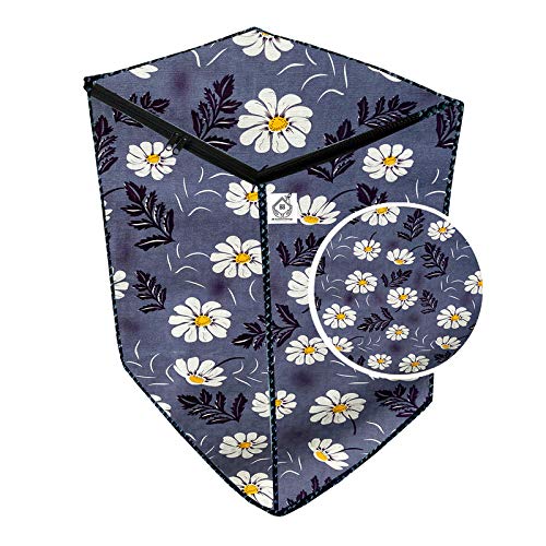 Jm Homefurnishings Vinyl Waterproof and Dustproof Washing Machine Cover for Panasonic 8 Kg Top Load Sana-w80h4rrb, Mid Gray, Floral Print (Multicolor)