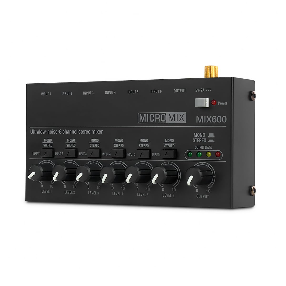 Mezclador de sonido ultra compacto de metal de bajo ruido de 6 canales estéreo mezclador de línea para grabación en estudio doméstico en vivo