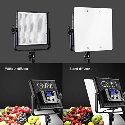 Image of LED Video Light GVM 672S CRI97+ TLCI97+ 22000lux Dimmable Bi-color 3200K-5600K Light Panel With Digital Display For Outdoor Interview Studio Video Making Photography Lighting 3 pcs Kit