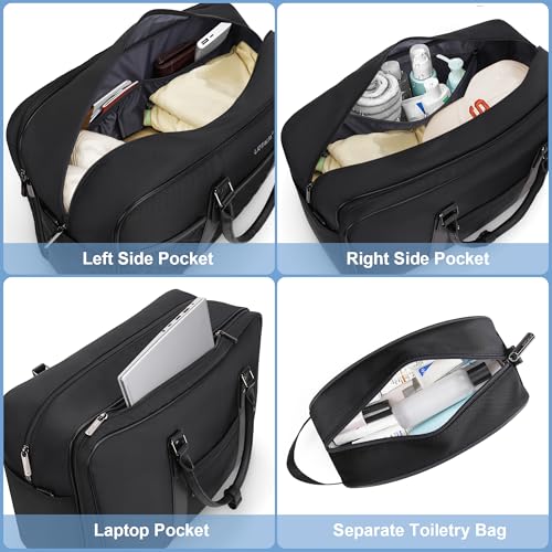 Travel Duffle Bag for Men, Weekender Bag for Women with Toiletry Bags, Carry On Overnight Bags with 17.3 inch Laptop Pouch4