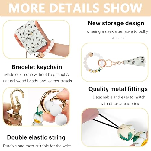 Image of KNGITRYI Wristlet Wallet for Women,RFID Keychain Wallet with Beaded Strap | 8 Card Slots,ID Window,Zipper Pocket,Leather Tassel,Compact Design