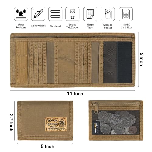 ROUGH ENOUGH Tactical Wallet for Men – 500D Cordura with YKK Zipper and Multi-Slot Design – Secure EDC Organizer for Cards, Cash, Travel Essentials4