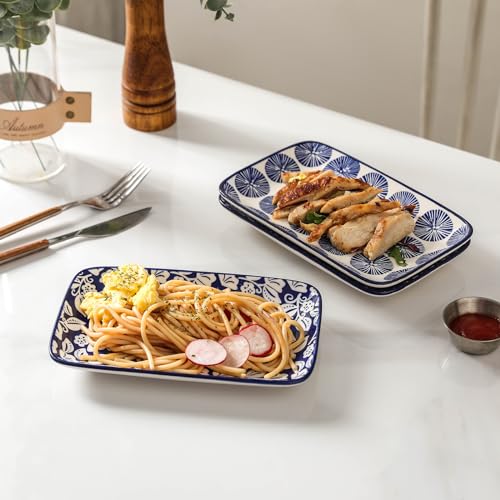 Selamica Ceramic Rectangular Salad Plates Set, Dinner Plate 9.4 Inch Dessert Plates For Party Entertaining, Small Serving Plates For Appetizers thumb #3