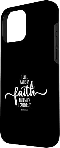 Miniatura 50 de Funda para iPhone 12 Pro Max con texto en inglés "I Will Walk By Faith, God Jesus Christian Bible Inspiration