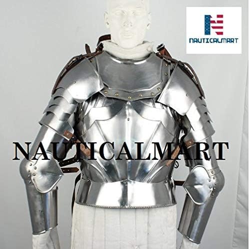 Conjunto completo de placa de pecho de armadura corporal de caballero medieval con brazos completos