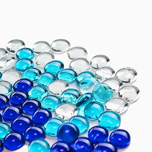 sourcing map Pietre di vetro, 907 g, ciottoli, marmi artificiali, pietre preziose per esporre vasi, terrari, decorazioni per vasi di fiori (5-9 mm, azzurro