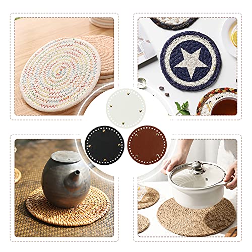 VILLCASE PU Leather Bag Bottom Shaper, Round Bag Bottom Knitting Crochet Bags Bottom Shaper Pad - Image 3