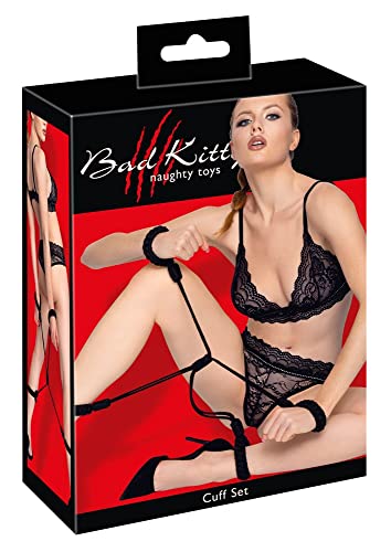 Rope Cuff Set Bad Kitty Noir S/M avec attaches en corde ajustables