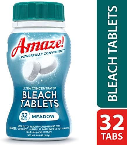 AMAZE! Ultra Concentrated Bleach Tablets for Laundry and Home Cleaning. (32 Count Meadow)