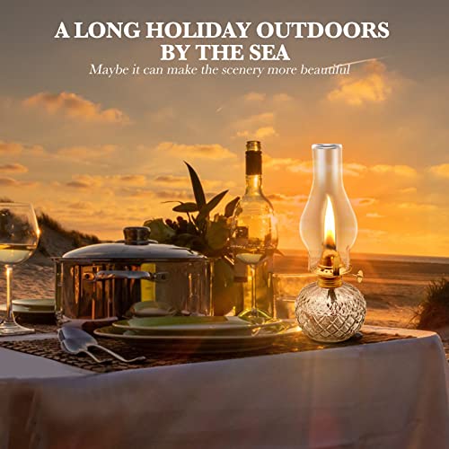 Chnlml 2 Pieces Large Chamber Oil Lamps, Glass Clear Kerosene Lamp Indoor Decorative Hurricane Lamp Oil Lantern Vintage #TOP3