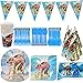 Vajilla de Fiesta Cumpleaños Decoración simyron 78PCS Moana Party Supplies de Mesa de Cumpleaños, Platos de Papel, Servilletas, Vasos, Set de Suministros para Fiesta de Cumpleaños