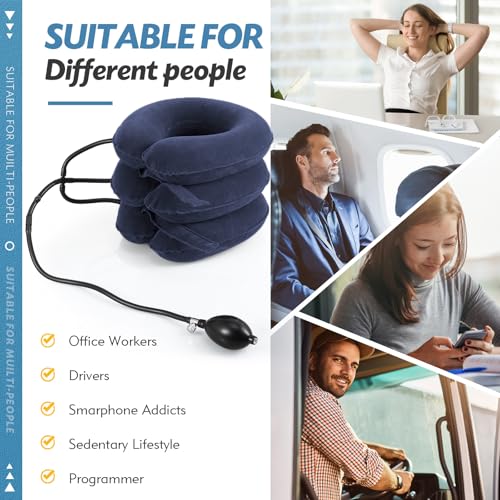 Image of Jaximy Neck Stretcher, Neck Traction Device, Cervical Traction Device, Neck Pain Relief, Adjustable Inflatable Neck Brace & Neck Stretcher Cervical Traction, Neck Decompression Home Use (Light Blue)