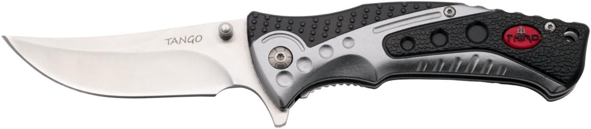 THIRD Tango Power-Assisted Knife, 91072G, Grey and Black Aluminium Handle, 9 cm Stainless Steel Blade, Satin Finish. with Clip, with Sheath.