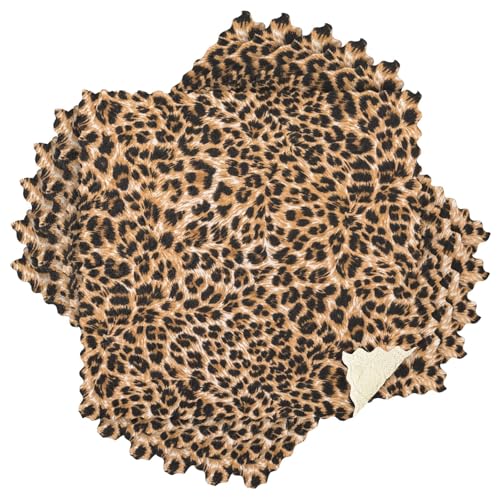 WDdZzyy Küchenhandtücher und Geschirrtücher aus Mikrofaser, saugfähig, wiederverwendbar, Motiv: Leopardenmuster, Braun, 6 Stück