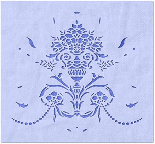 Stencil Stop Ornate Flower Vase Stencil - Reusable for DIY Projects, Painting, Drawing, Crafts - 14 Mil Mylar Plastic (18 x 16.5 inches)