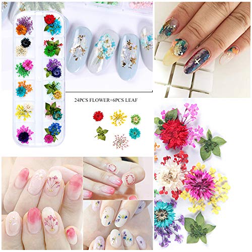 iFancer 90 Pcs Dried Flowers 36 Colors 3D Nail Art Real Flowers Nature Dry Petals Leaves Decor for Nail Art Design Manicure Decoration - Thumbnail 3