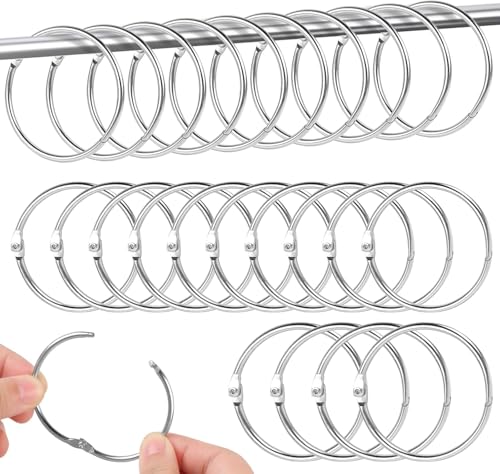45 Stück Stück Metall Vorhangringe Duschvorhang Ringe, 50mm Gardinenringe zum Öffnen,(Silber)