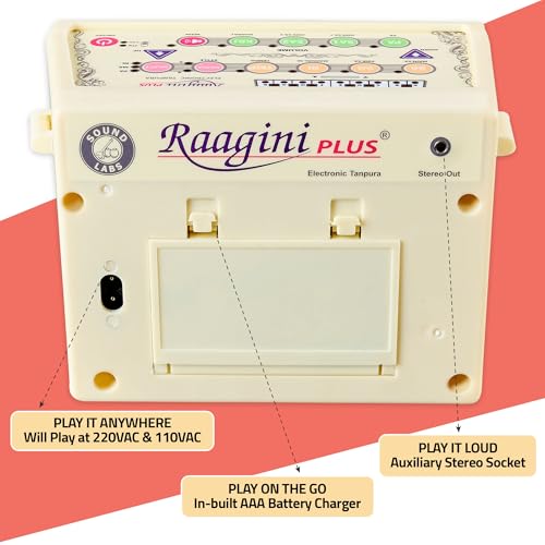 Image of Raagini Plus, Electronic Digital Tanpura Musical Instrument for Carnatic Tambura Shruti & Hindustani Music. Electric Drone Sound Box