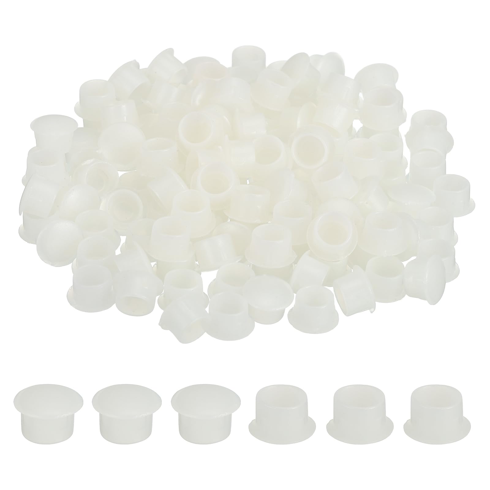MECCANIXITY 250Pcs Plastic Hole Plugs, 1/2" x 5/16"(DxH) Hole Cover Tubing End Cap for Round Holes(10mm), Cabinet Furniture Cupboard Shelves, Clear