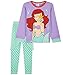 Disney Pigiama Bambina A Maniche Lunghe, Principesse Pigiama in Cotone di Cenerentola, Biancaneve, Jasmine, Rapunzel, Ariel E Belle (Viola/Verde, 9-10 Anni)