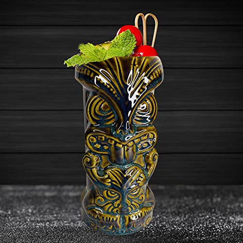 Óculos Tiki | 450ml Cerâmica Tiki Óculos Para Coquetel Festa Havaiana - Tumbler Hawaiian Luau Party