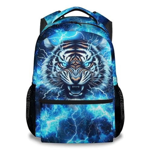 School Backpack for Boys - Cool Tiger Bookbag for Teens Kids - 17 Inch Backpacks for Primary Middle College