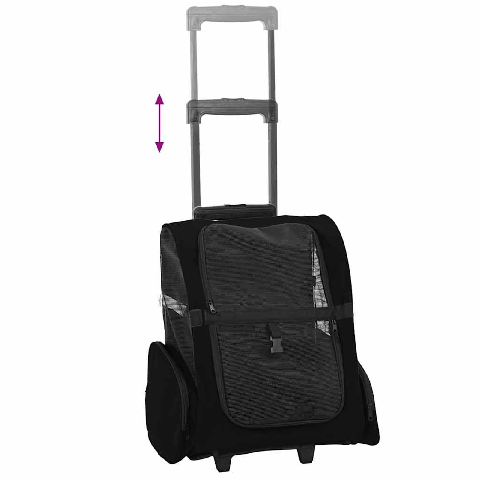 Gecheer Haustiertrolley 3-in-1, multifunktionales Design, Rolltasche, Rucksack, Handtragetasche, 48x32x(57-106) cm, Oxford-Gewebe, für Reisen und Ausflüge mit Haustieren42007372