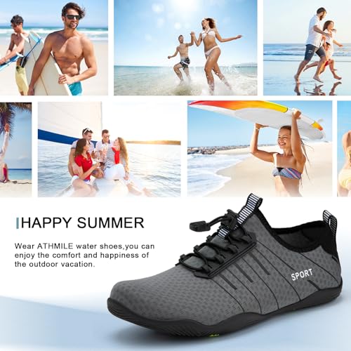 Image of ATHMILE Water Shoes for Men Women River Swim Beach Pool Adult Quick Dry | Aqua Socks Barefoot Lake Hiking Surfing Sport Yoga Boating Kayaking Camping Cruise Ship Essentials