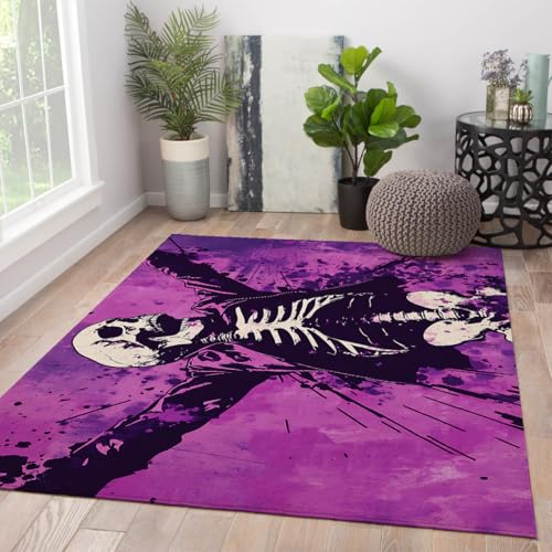 Tapis crâne graffiti 120x150 cm antidérapant et lavable - 4