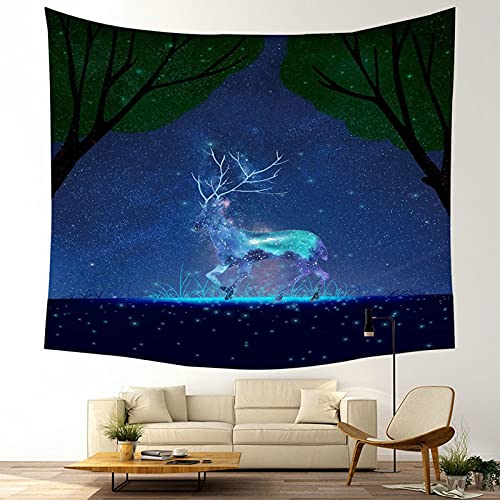 Tapiz de pared de poliéster resistente: decore su hogar con hojas de alce azul y verde 3