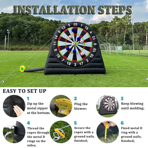 Quixnova Aufblasbares Outdoor-Fußball-Dartboard, Kick-Dart-Board mit 8 Fußbällen und 370-W-Gebläse, 10 Fuß hohes riesiges Outdoor-Fußball-Dartboard, Sportspiel – Bild 7