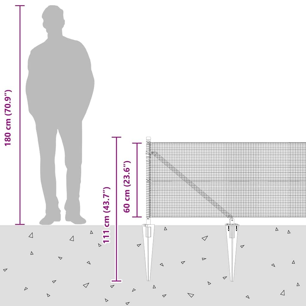 Ocynkowane ogrodzenie stalowe z kolcami 10 x 0,6 m, odporny na warunki atmosferyczne element ogrodzeniowy z siatki drucianej, ograniczenie bezpieczeństwa do ogrodów i tarasów, łatwy montaż