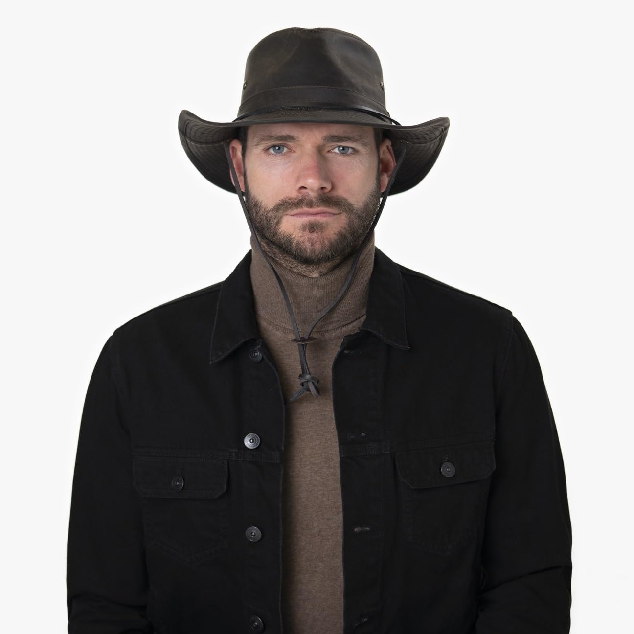 Stetson Diaz Outdoorhut Herren Westernhut mit Kinnband und biegbarem Rand Cowboyhut UV-Schutz 40+ Stoffhut Baumwolle Washed/Used Design Sommer Winter