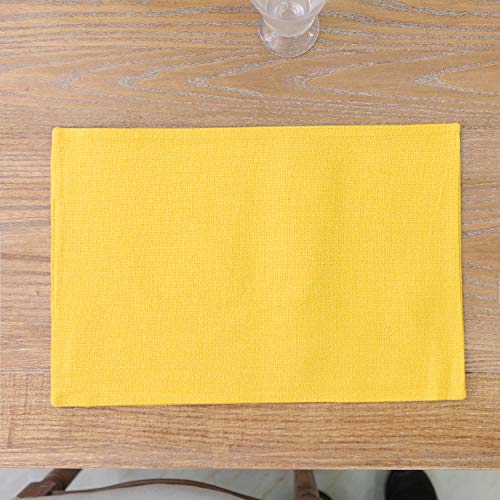 4 Piece Soft Handmade Faux Linen Place Mats Heat Resistant Dining Table Place Mats Kitchen Table Mats 12X18 Yellow #TOP3