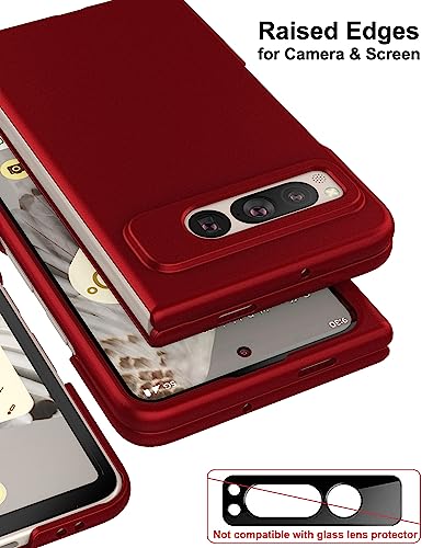 Coque Google Pixel Fold 2023 rigide anti-glisse fine rouge - 7