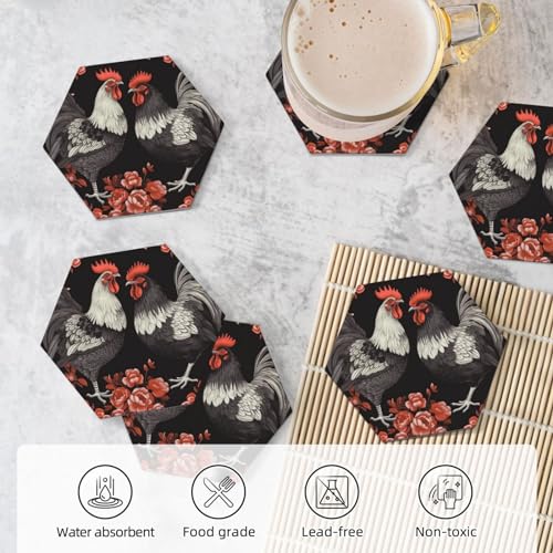 Dessous de verre absorbants en céramique lot de 6 avec support pour table propre - 6