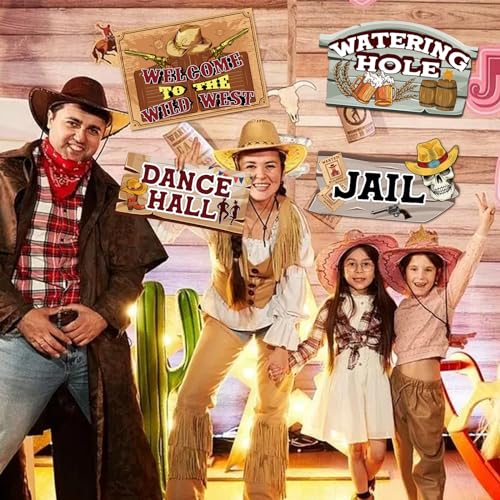 Image of Hooqict Western Birthday Party Decorations 20 Pieces Cowboy Themed Party Signs Welcome To The Wild West Cutouts for Classroom Country Party Supplies