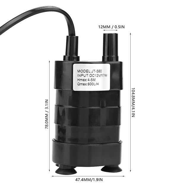 Foto 5 de 8 de DC 12V Motor sin escobillas Bomba de agua sumergible Impermeable Alta cabeza hidráulica Ultra silencioso…