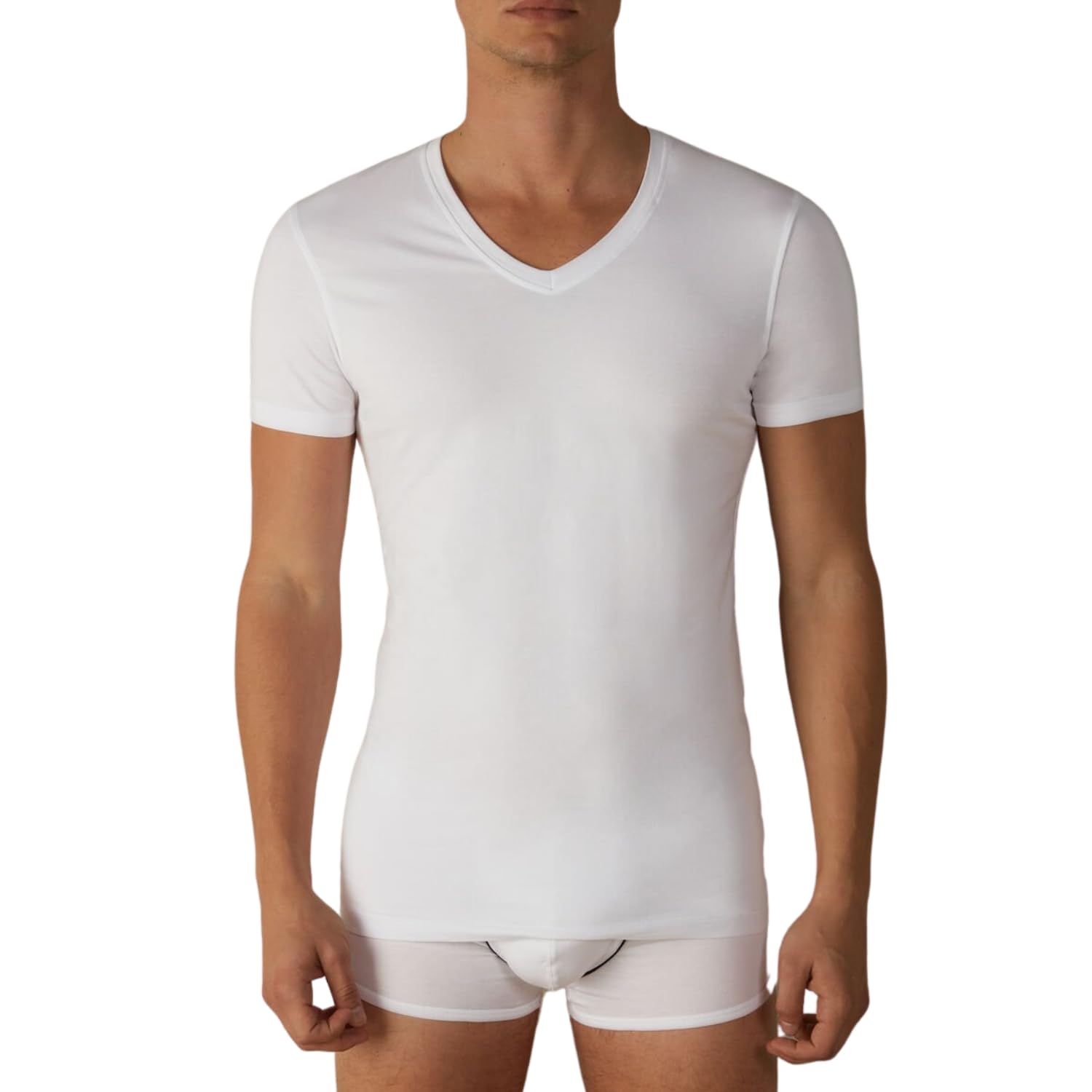 Irge Lot de 3 T-shirts Intime Homme Coton Élastique Col V T Shirt Fine Coutures Plates Sous-vêtements T-shirt Homme Noir Blanc et Coloré