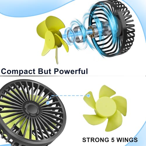 Ventilador de coche potente con rotación 360 y 3 modos de viento para camion 4