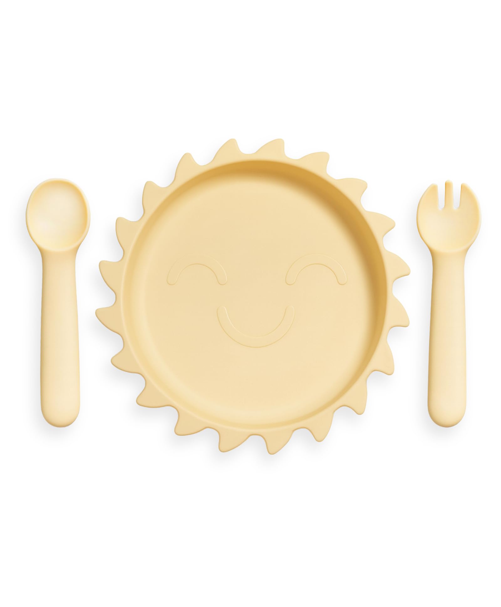 Mi Arcus Silicone Feeding Meal Set - Set of 3 Pieces : Plate + Spoon + Fork- Silicone with Strong Suction pad Mealtime Essentials-image-22