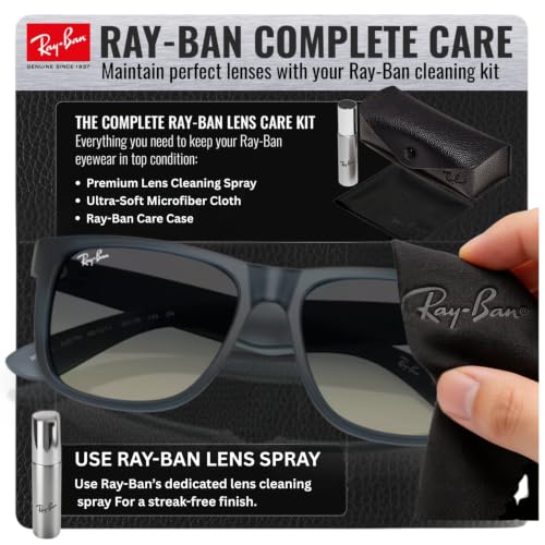 Image of Ray-Ban RB4165 JUSTIN CLASSIC Square Shape Sunglasses for Men with Official Eyewear Kit