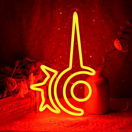 Image of Gaming Red Mage Neon Sign for Wall Decor, Size 13.7 inch x 9 inch, Line Length 75 inch, Dimmable, USB Powered, Red, Neon Light for Bedroom, Game Room, Cave Man, Birthday Decorations