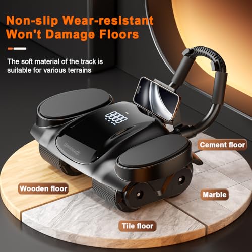 Ab Roller Wheel with Knee Mat - Abdominal Exercise Roller with Elbow Support, Automatic Rebound Abdominal Wheel, Abs Workout Equipment for Women Men - Thumbnail 4