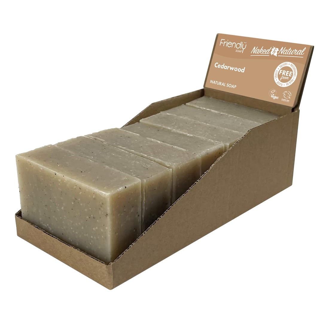 Friendly Soap - Naked & Natural Soothing & Woody Cedarwood (7 x 95g), Plant-Based, Cruelty-Free, Made By Hand, No Preservatives or Sulphates, Recyclable, Sustainable, Environmentally Friendly