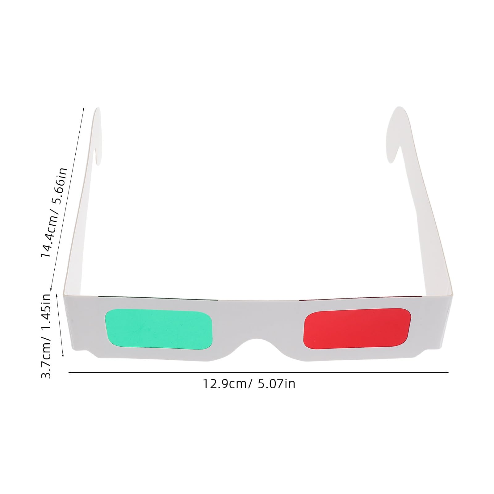 20 occhiali 3D di carta per film e TV - Lenti verdi e rosse, montatura bianca, occhiali anaglifi per film stereoscopici, foto e progetti STEM.