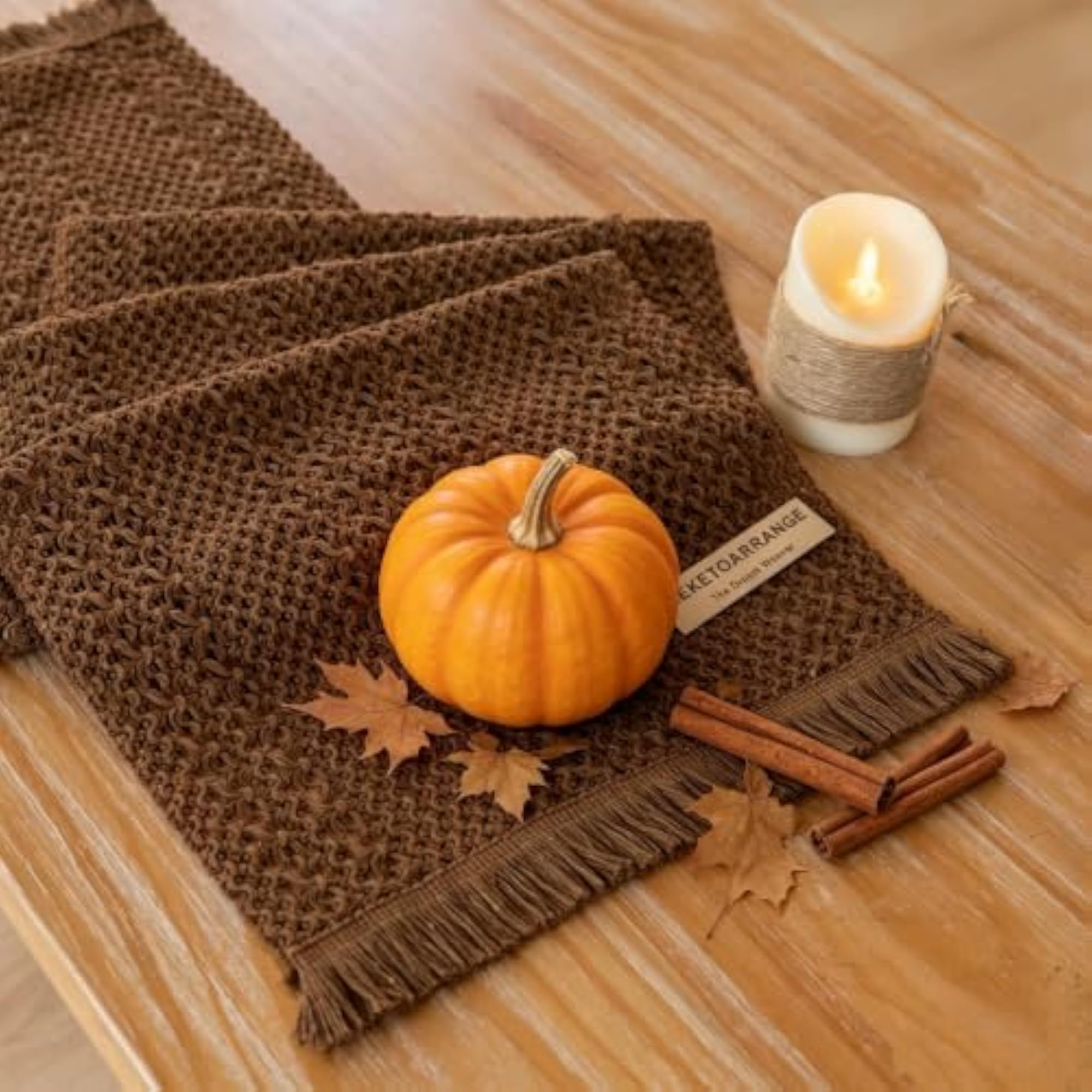 Boho Macrame Brown Table Runner, 13x48 Inch