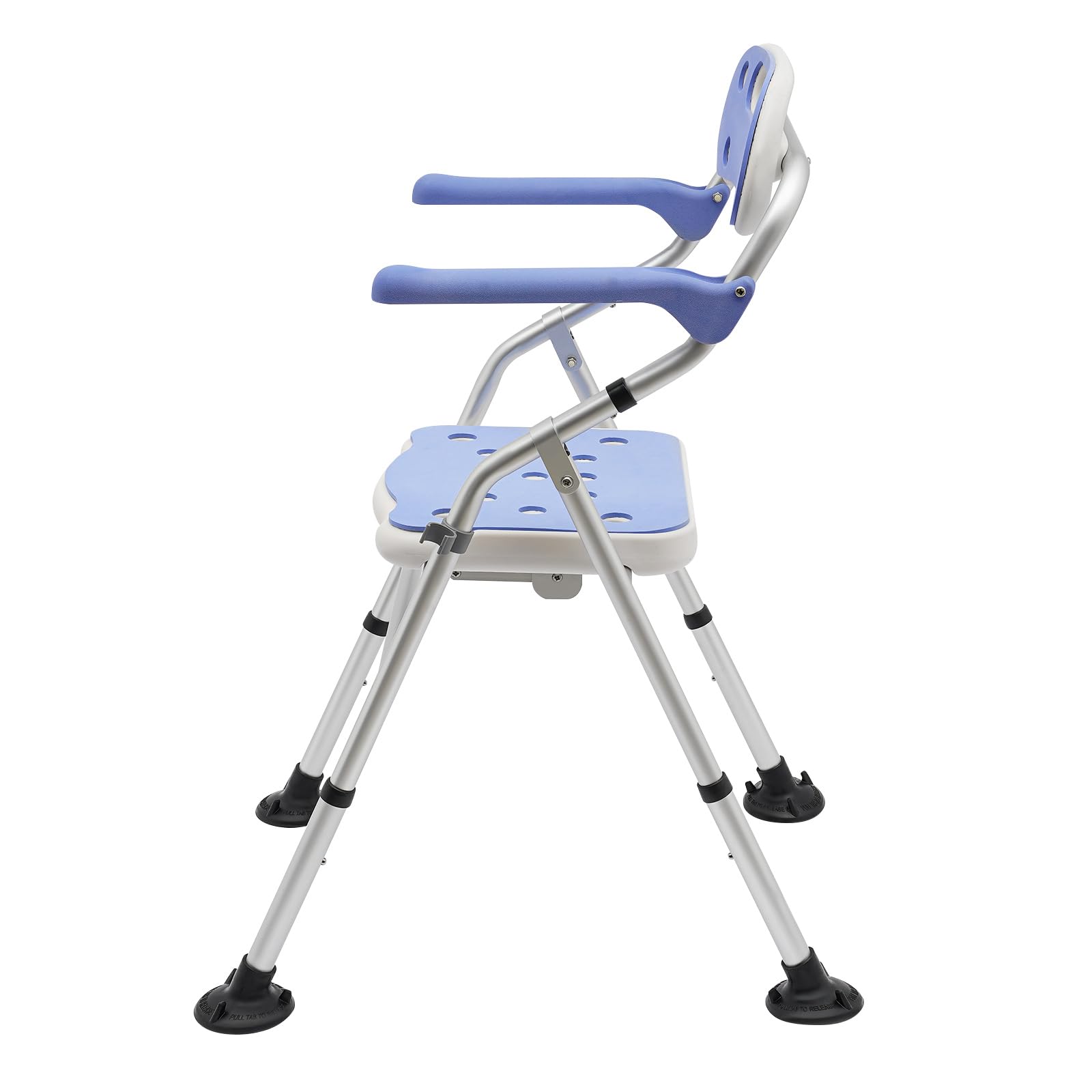 Silla de ducha con respaldo y reposabrazos, taburete de ducha antideslizante, altura regulable, asiento plegable con función de succión, asiento de bañera para personas mayores y discapacitados, hasta