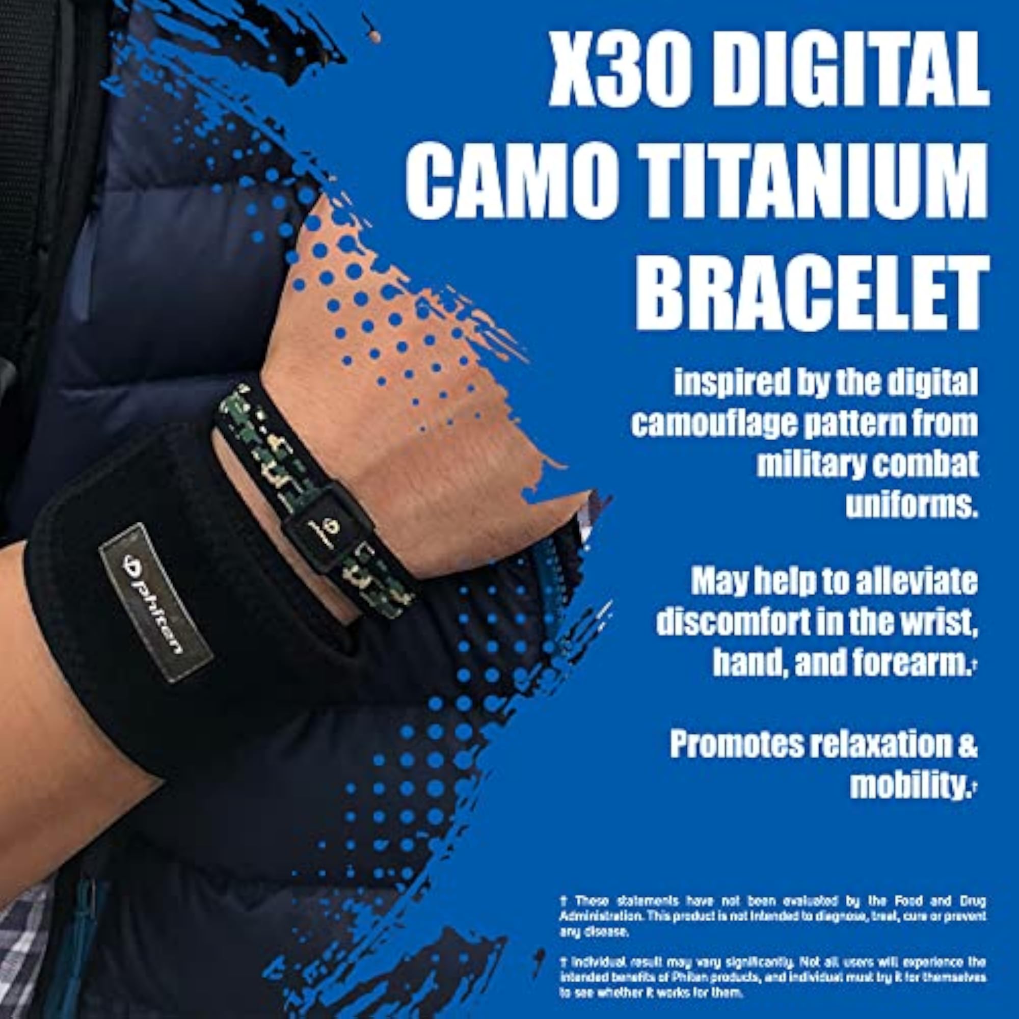 Digital Camo Titanium Bracelet, Woodland, Unisex
