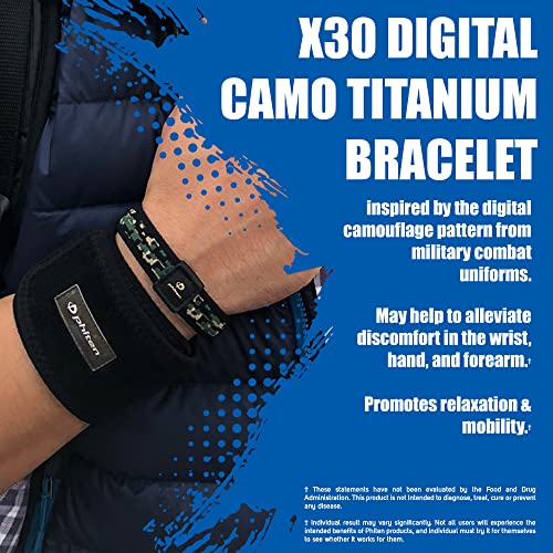 Phiten X30 Digital Camo Titanium Bracelet - Sport Bracelet Permeated with X30 Aqua-Titanium Technology for Alternative Healing - Power Elastomer Core with Micro Titanium Spheres2